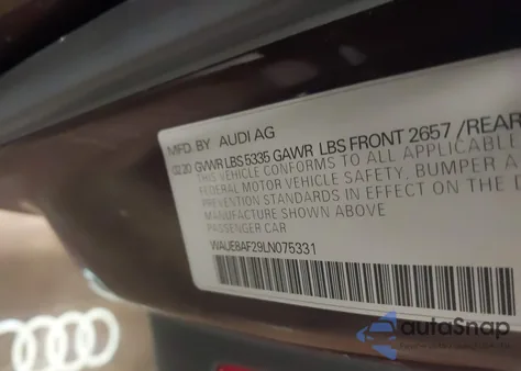 2020 Audi A6 Premium Plus 45 Tfsi Quattro S Tronic z USA, uszkodzony, nr VIN WAUE8AF29LN075331